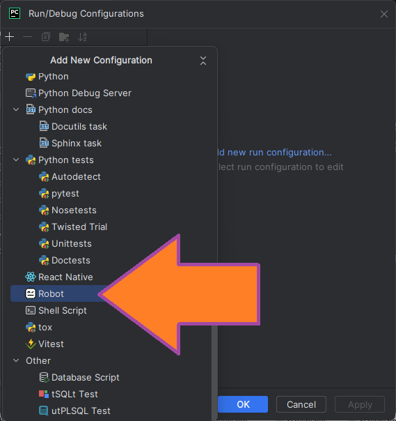 Настройка конфигурации запуска PyCharm для Robot Поддержка Robot Framework в PyCharm изображение с сайта www.testsetup.ru изображение с сайта www.testsetup.ru