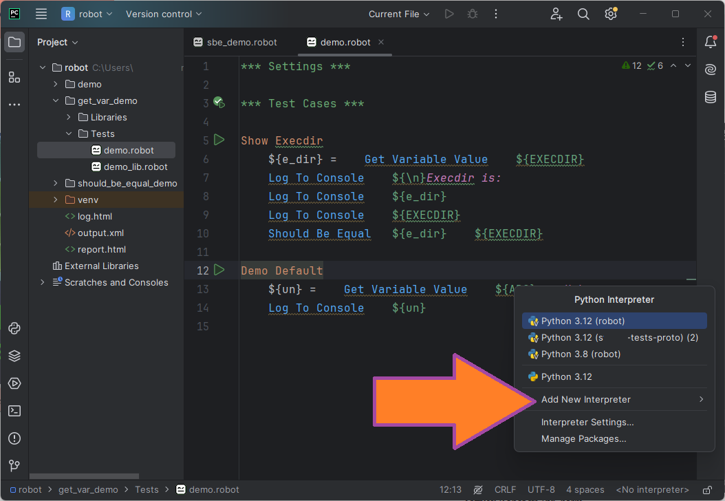 Настройка интерпретатора Python для Robot Framework Поддержка Robot Framework в PyCharm изображение с сайта www.testsetup.ru изображение с сайта www.testsetup.ru