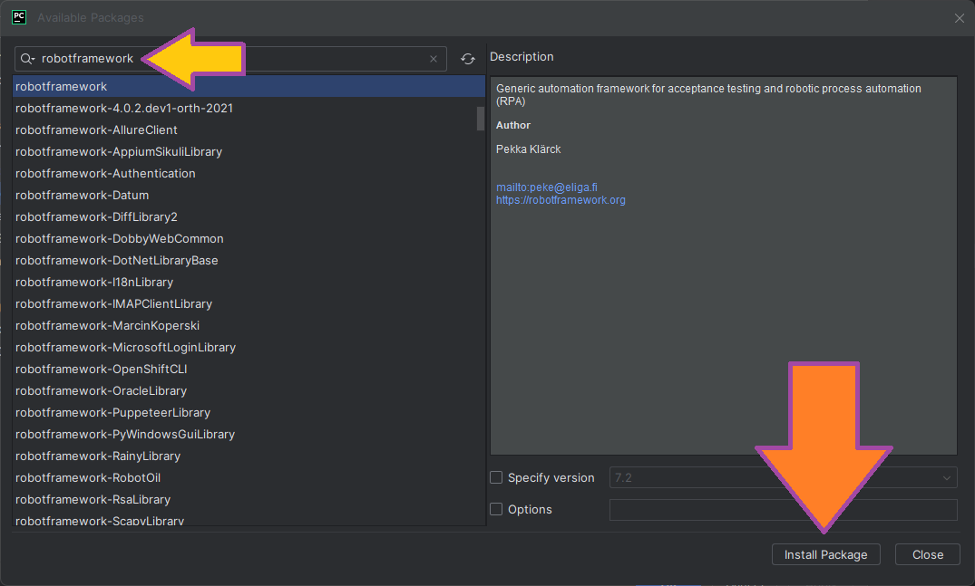 Установка Robot Поддержка Robot Framework в PyCharm изображение с сайта www.testsetup.ru изображение с сайта www.testsetup.ru